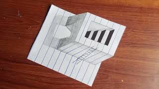 3 boyutlu çizimler / Easy 3d drawing on paper step by step