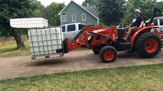 Testing The Lift Capacity Of A Branson 2515h Tractor Using Titan Pallet Forks \u0026 200 Gallons Of Water