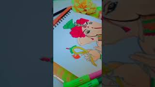 ganpati bappa morya 🙏🌺 painting of lord Ganesha 🖌️🎨||. #shortvideo #painting #song