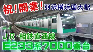 祝！開業！羽沢横浜国大駅を発車するE233系7000番台【JR・相鉄直通線】