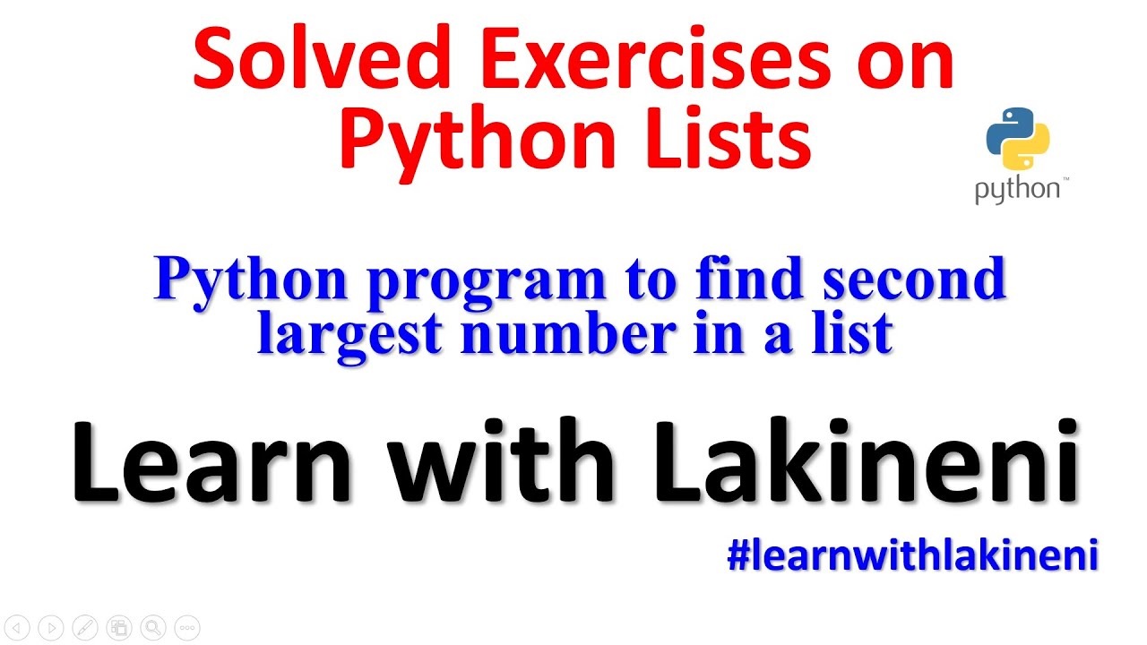 Solved Exercises On List-Python Program To Find Second Largest Number ...