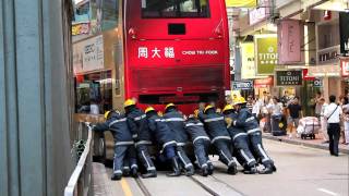 KMB Dennis Enviro 500 ATE250 pushed by firemen