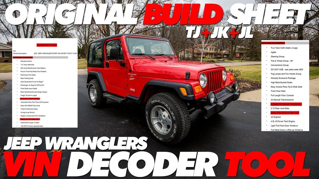 Jeep Wrangler Vin Decoder Build Sheet