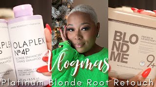 VLOGMAS EP 17🎄PLATINUM BLONDE ROOT RETOUCH! PLUS I GOT A HAIRCUT 🤭 +TRYING OLAPLEX | BetheBeat