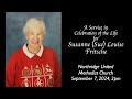 September 7, 2024, 2pm. A Service in Celebration of the Life for Susanne (Sue) Louise Fritsche