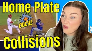 New Zealand Girl Reacts to MLB Craziest Home Plate Collisions - BASEBALL !!!