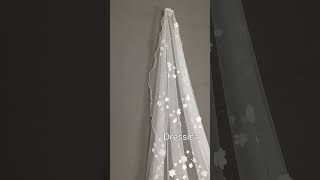 One Layer 3D Flower Pearl Crystal Romantic Cathedral Wedding Veil with Ruffle Edge Luxury Bridal