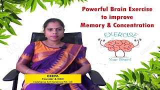 Brain Exercise to Improve Memory \u0026 Concentration|Tamil|நினைவாற்றலை மேம்படுத்த சில வழிகள்