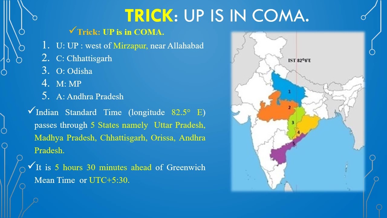 TRICK TO REMEMBER Name Of States Through Which Indian Standard Time ...