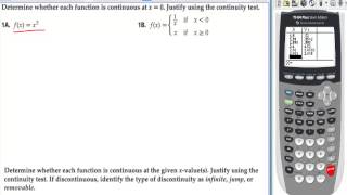 Honors Precalculus Section 1-3 Continuity, End Behavior, and Limits
