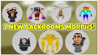 UPDATE 349 🚁 How to get ALL 7 NEW BACKROOMS MORPHS! (SKIBIDI TOILETS) - Roblox