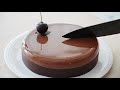 chocolate cherry mousse cake. chocolate mirror glaze. cherry mousse