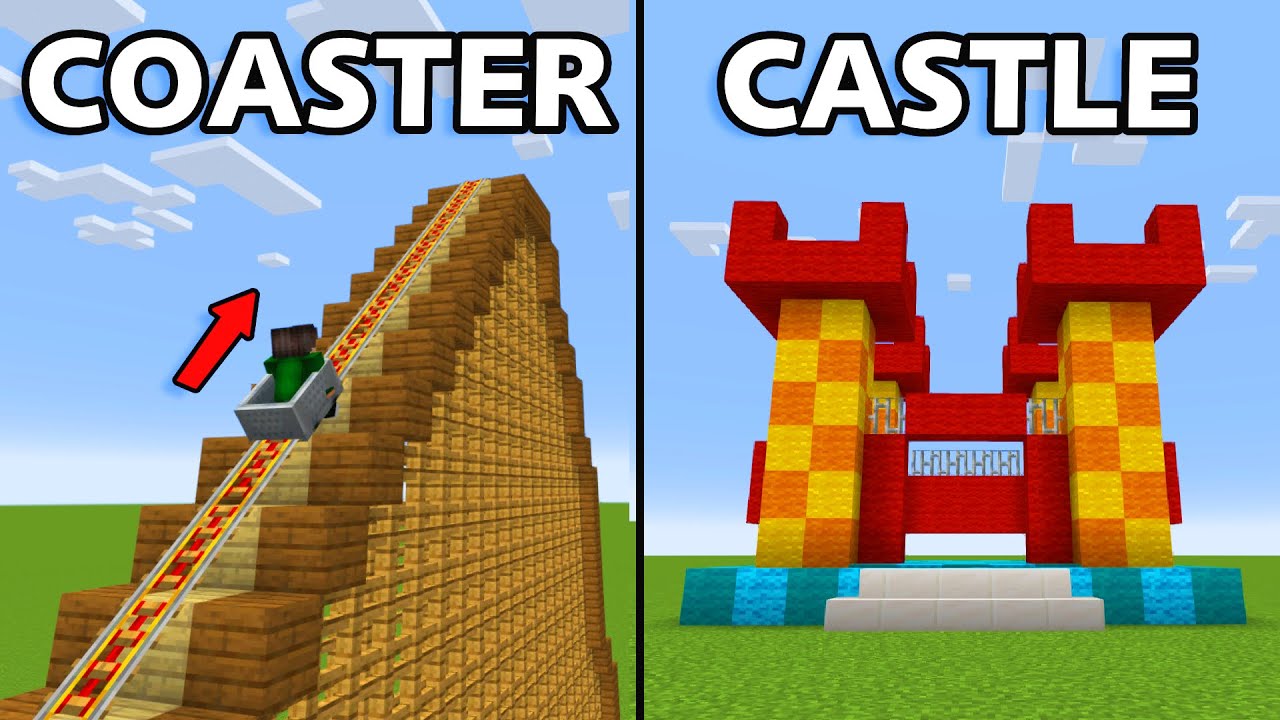 Minecraft 20 Amusement Park Build Hacks Youtube