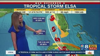 Elsa forecast to near Tampa Bay on Tuesday and Wednesday