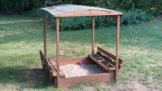 Badger Basket Covered Convertible Cedar Sandbox with Canopy and Bench Seats