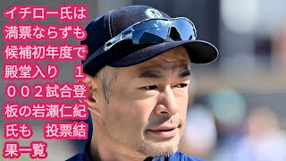 イチロー氏は満票ならずも候補初年度で殿堂入り　１００２試合登板の岩瀬仁紀氏も　投票結果一覧 | 今年の野球殿堂入り通知式が１６日、都内の野球殿堂博物館で行われ、