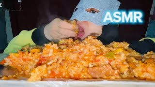 اصوات اكل غداء رأس السنه 2025 كبسة لحم بالجزر والبرتقال🥕🍊| ASMR MUKBANG EATING NEW YEAR LUNCH KABSA