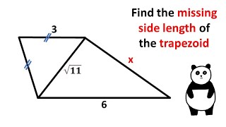 Find The Missing Side Length of the Trapezoid. Geometry video.