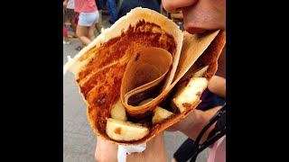 【曼谷·可丽饼】泰国爆火街头小吃！香蕉巧克力饼制作直拍 Banana Nutella Crepe // Popular Street Food // Bangkok Thailand