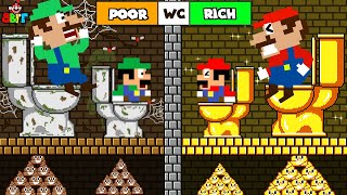 Super Mario Bros. But Rich Mario vs Poor Luigi Challenge! | King Mario