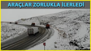 Erzincan'da Kar Yağışı Sürücülere Zor Anlar Yaşattı