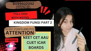 KINGDOM FUNGI FULL VIDEO✅ |PART 2 |NEET CET AAU |BY MANSI