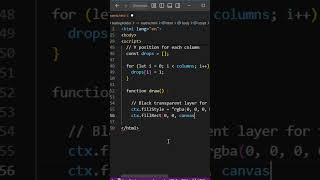 Create Matrix Movie Effect with Code 😱 | JavaScript Animation #shorts