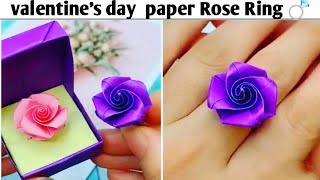 Valentine's Day Paper Rose Ring - How to make beautiful rose ring - Paper craft ideas/homemade Craft