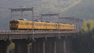 山陽本線　115系ラッピング　熊山駅～万富駅間。　万富鉄橋