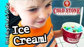 Cold Stone ICE CREAM! Cotton Candy + Oreo Cookies, Dessert Treat HobbyKidsVids