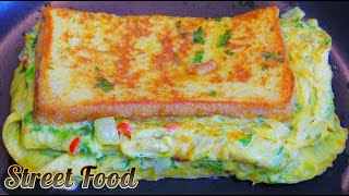 Street Food at Home : Breakfast Bread Omelet Recipe : Spicy🌶😋