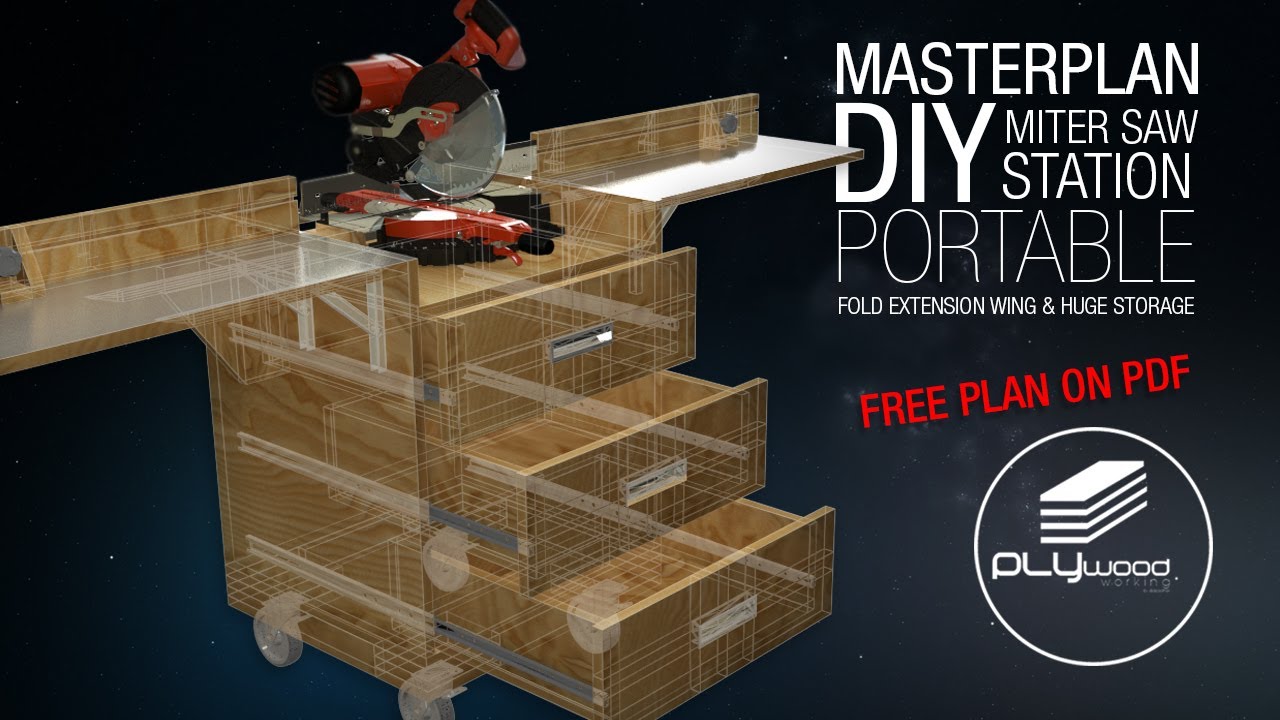 Master Plan - DIY Simple Miter Saw Station Portable - YouTube