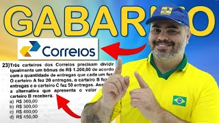 ⚠️ GABARITO CONCURSO DOS CORREIOS 2024 PROVA DE MATEMÁTICA com Prof. Rafael Procopio