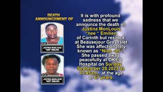 Justina MonLouis “nee” Emilien ~ Short Obituary
