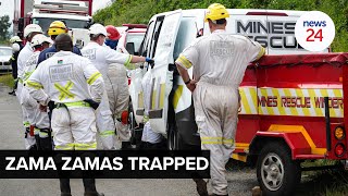 WATCH | Obstruction blocks rescuers from retrieving Zama Zamas trapped in a disused mine shaft.