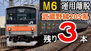 【残り3本】武蔵野線205系千ケヨM6編成 運用離脱