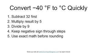 How do you convert −40 °F to °C?
