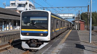 マリC440編成（線路設置モニタリング装備）総武本線千葉行　干潟駅1番線発車