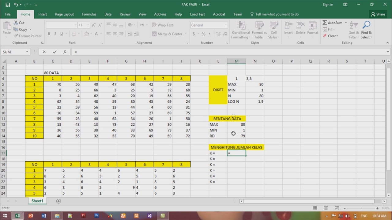 Tutorial Membuat Data Distribusi Menggunakan Microsoft Excel Dengan 80 ...