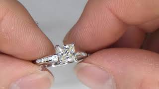 Princess cut Charles and Colvard Moissanite Engagement ring in 9ct white gold hand crafted by WG Jew