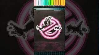 How to Draw Ghostbusters with Neon Glow Effect 👻✨ #viralart #neonart #satisfying #drawing