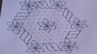 15*8 dots rangoli design 🌺 chukkala muggulu 🌺 kolam muggulu ll latest Rangoli design