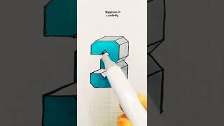 3d drawing number 3 #shorts