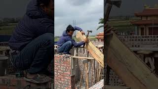 Simple wooden formwork assembly process, cheap house building, #building , #construction