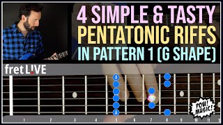 4 Easy & Tasty Starter Riffs for Soloing in Pentatonic Scale Pattern 1 (G Shape in CAGED)