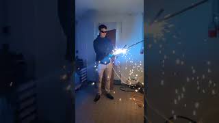 Low Voltage short circuit sparks in the dark - 50V 50A #shorts #shortcircuit #spark #experiment