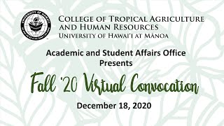 CTAHR Virtual Convocation Fall 2020