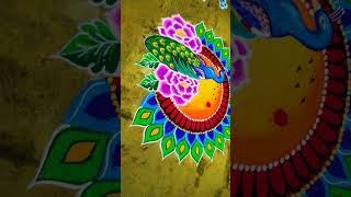 Peacock rangoli design #2025 latest rangoli design #done by me#sankranthimuggulu #art #colors #viral