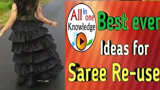 Saree reuse Dresses. Convert saree into beautiful dress. Old saree into long gowns. Saree diy dress.
