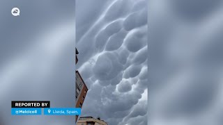 Spectacular mammatus clouds in Lleida, Spain.